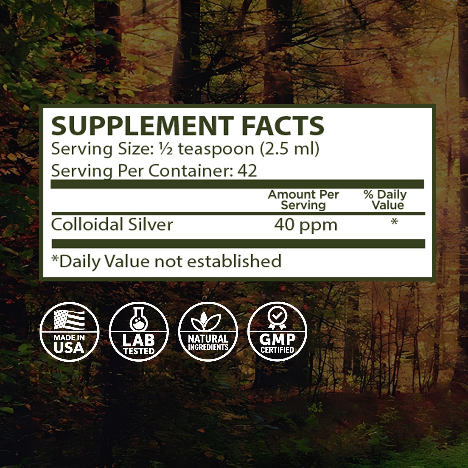 Colloidal Silver Supplement Facts
